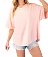 Easel Short Sleeve Jersey Top In Peach In Pink