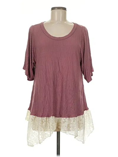 Pre-owned Easel Short Sleeve Top Pink Scoop Neck Tops