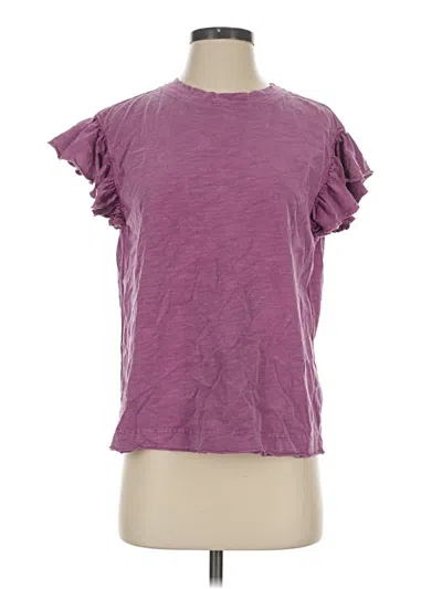 Pre-owned Easel Short Sleeve Top Purple Ruffles Neckline Tops