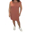 Easel Sleeveless Knit Tunic Dress In Cinnamon In Brown