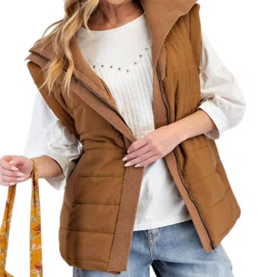 Easel Sleeveless Padded Vest In Brown
