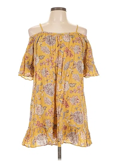 Pre-owned Easel Sleeveless Top Yellow Cold Shoulder Neckline Tops