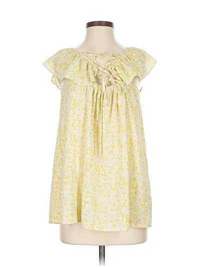 Pre-owned Easel Sleeveless Top Yellow Ruffles Neckline Tops