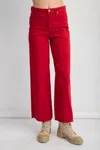 Easel Soft Stretch High Waisted Twill Pant In Red In Red