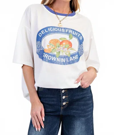 Easel Soft Washed Graphic T Shirt In White