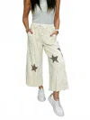 Easel Star Patch Pant In Ecru In White