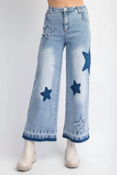 Easel Star Power Jean In Washed Denim
