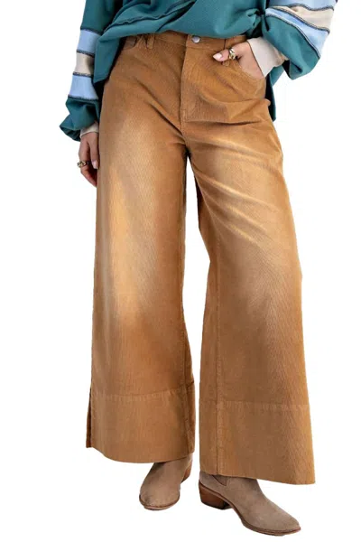 Easel Stretch Baby Corduroy Wide Leg Pants In Camel In Brown
