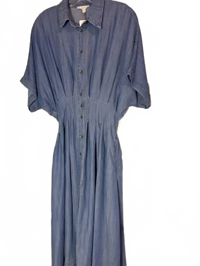 Easel Stretchy Denim Dress In Blue