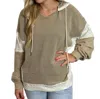 Easel Striped V-neck Hoodie In Mushroom In Grey