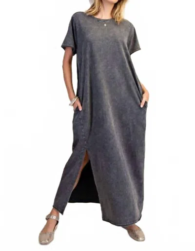 Easel Terry Midi Dress In Washed Gray