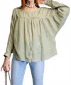 Easel Textured Dolman Sleeve Top In Sage In Green