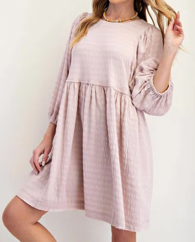 Easel Textured Knit Babydoll Dress In Rose