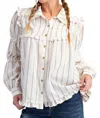 Easel Textured Woven Button Down Shirt In White In Multi