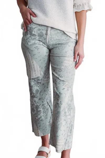 Easel The Flora Pants In Sage In Blue