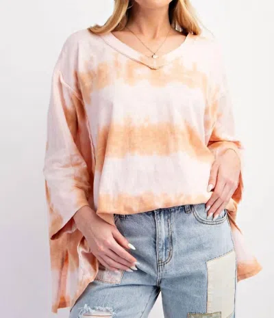 Easel Tie Dye Slub Top In Multi