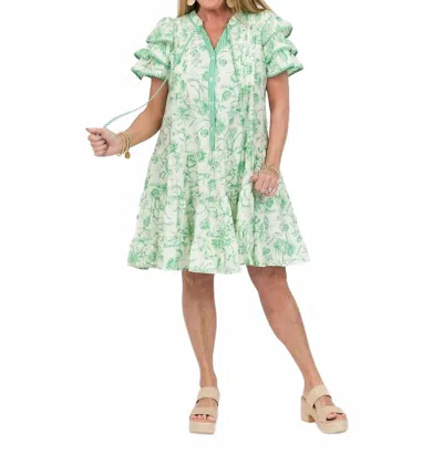Easel Triple Wing Sleeve Dress In Green
