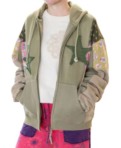 Easel Urban Cosmic Nomad Zip-up Jacket In Olive In Green