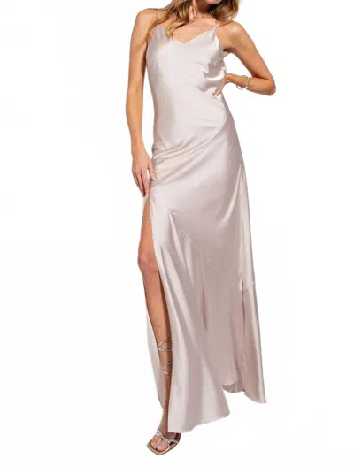 Easel V Neck Spaghetti Strap Maxi Dress In Pearl In Pink