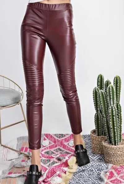 Easel Venice Moto Jeggings In Red In Burgundy