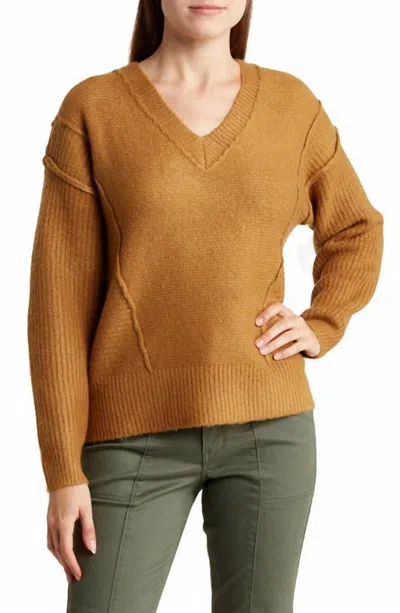 Easel V-neck Sweater In V-neck Pumpkin In Orange