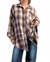 Easel Washed Button Down Flannel Tunic In Starry Night In Multi