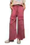 EASEL WASHED CARGO PANTS IN CHERRY BLOSSOM