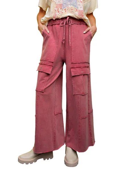 Easel Washed Cargo Pants In Cherry Blossom In Pink