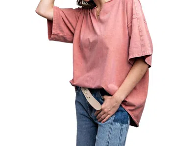 Easel Washed Cotton Jersey Oversized Top In Dried Rose In Multi