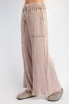 Easel Washed Novelty Rib Knit Sweatpants In Mocha In Brown