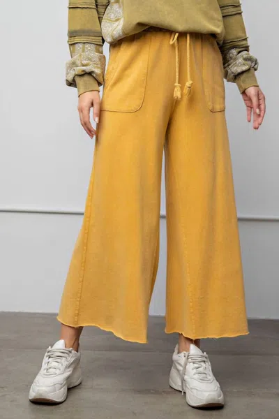 Easel Washed Terry Pants In Mustard In Yellow