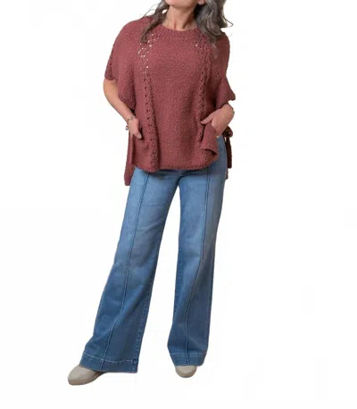 Easel Watts Sweater Poncho In Red Bean