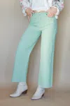 Easel Wide Glide Wide Leg Twill Pants In Sage
