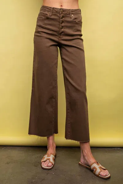 Easel Wide Leg Crop Pants In Brown