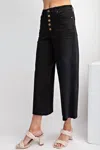 Easel Wide Leg Twill Trousers In Black In Black