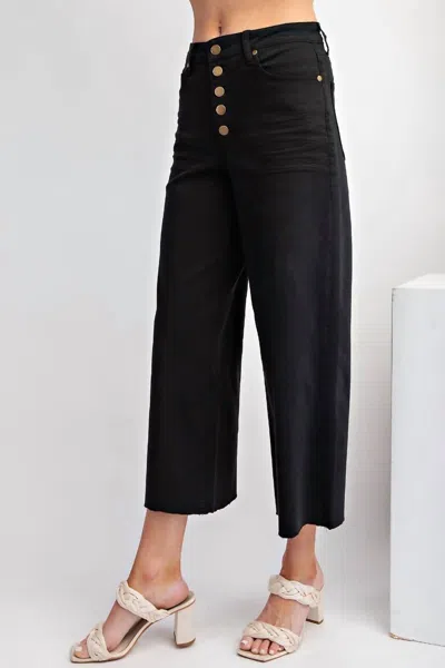 Easel Wide Leg Twill Trousers In Black