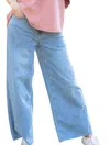 Easel Wide Legged Jean In Washed Denim In Blue