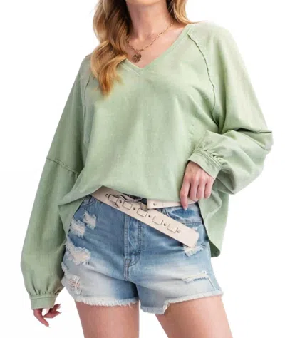 Easel Wild Terry Top In Mint In Green