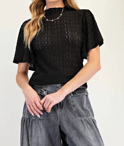 Easel Wing Sleeve Lace Top In Black
