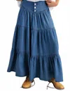 Easel Women's Button Front Denim Skirt In Blue In Blue