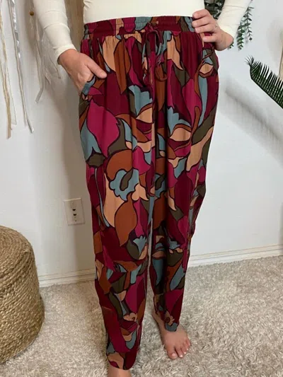 Easel Women's Floral Wide Leg Pants In Red