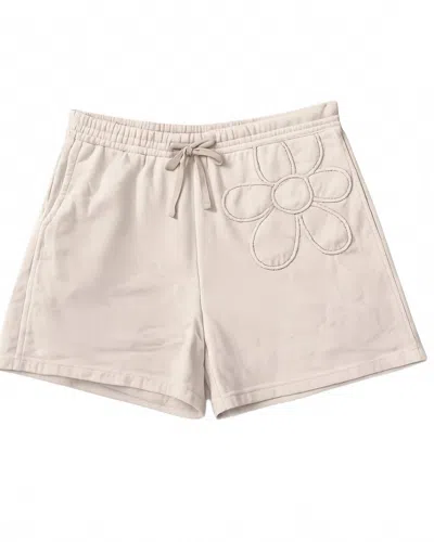Easel Women's Hadley Flower Patch Detail Shorts In Khaki In Multi