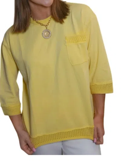 Easel Women's Mineral Washed Boxy Pullover Top In Yellow