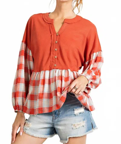 Easel Women's Thermal Babydoll Top In Multi