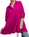 Easel Wool Dobby Button Down Oversized Shirt In Pink In Red