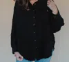 Easel Zara Gauze Button Down Top In Black