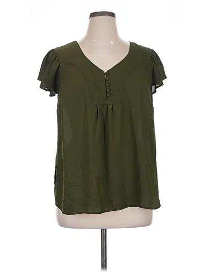 Pre-owned East Adeline Short Sleeve Blouse In Green