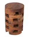 East At Main Hixson Brown Teakwood Round Accent Table