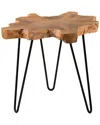 East At Main Lovilla Round Teakwood Accent Table