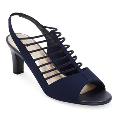 East Fifth East 5th Neville Womens Round Peep Toe Block Heel Pumps In Blue